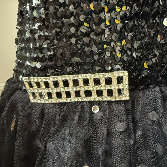 Vintage 80s Chez California by Tandy Black Shift Mermaid Ruffle Dress 1X - Picture 7 of 10